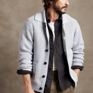 Banana Republic Johnny Collar Organic Cotton Ribbed Cardigan